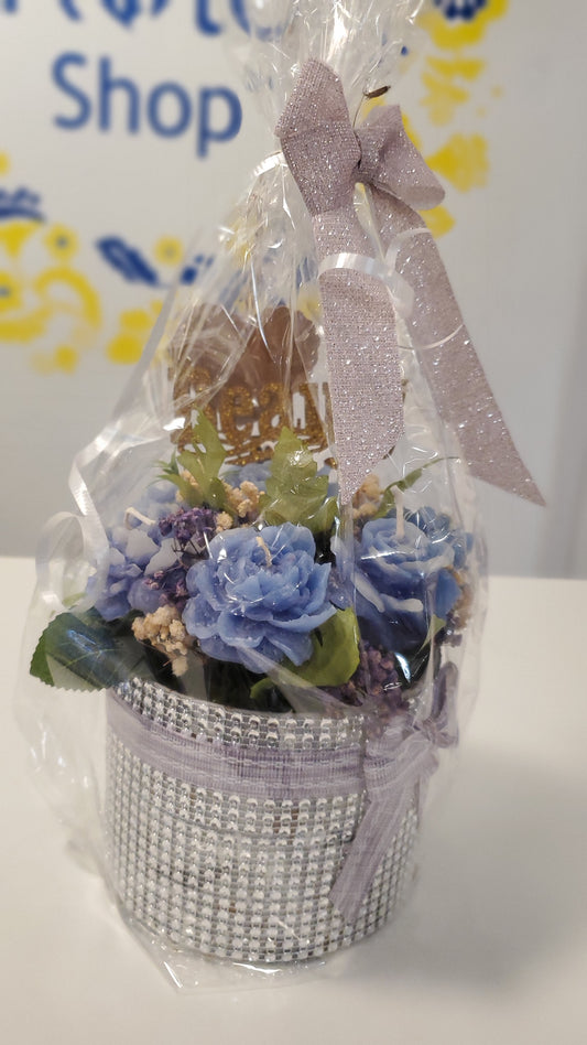 Candles flowers composition