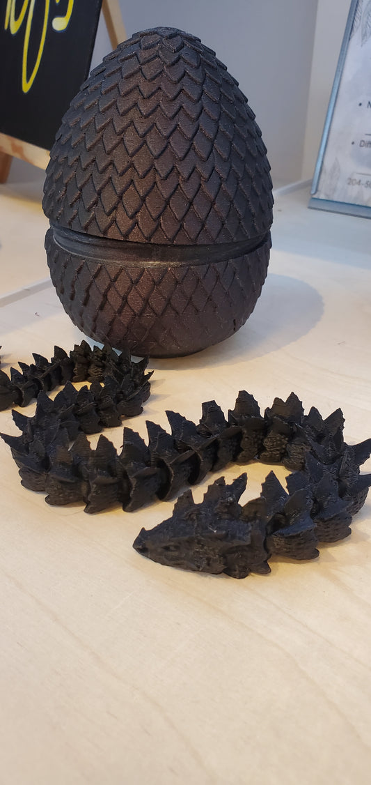 3D Eggs Black with Dragon