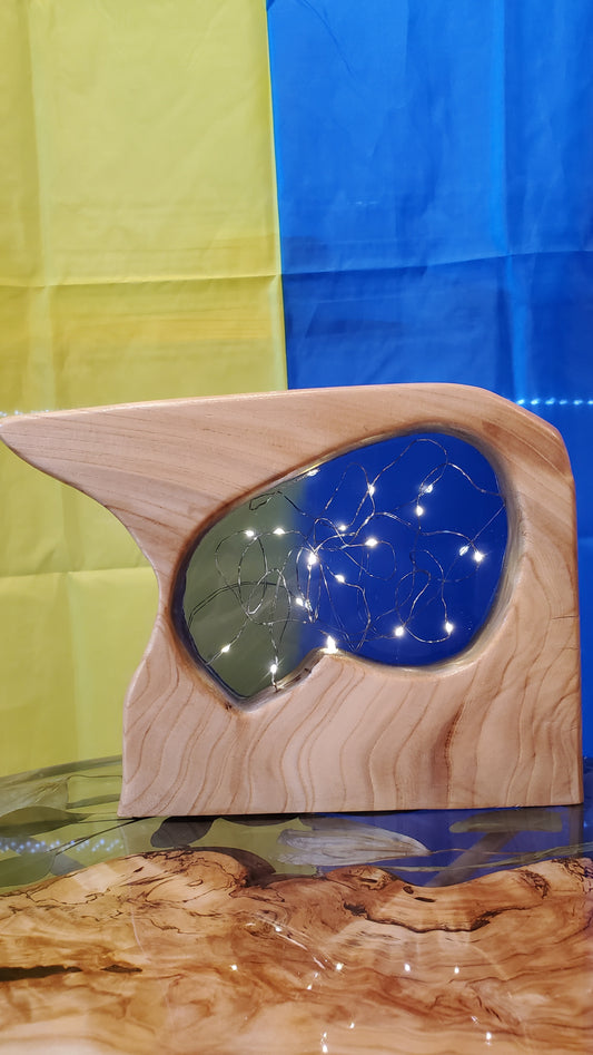 Night light wood/epoxy resin with LED backlight