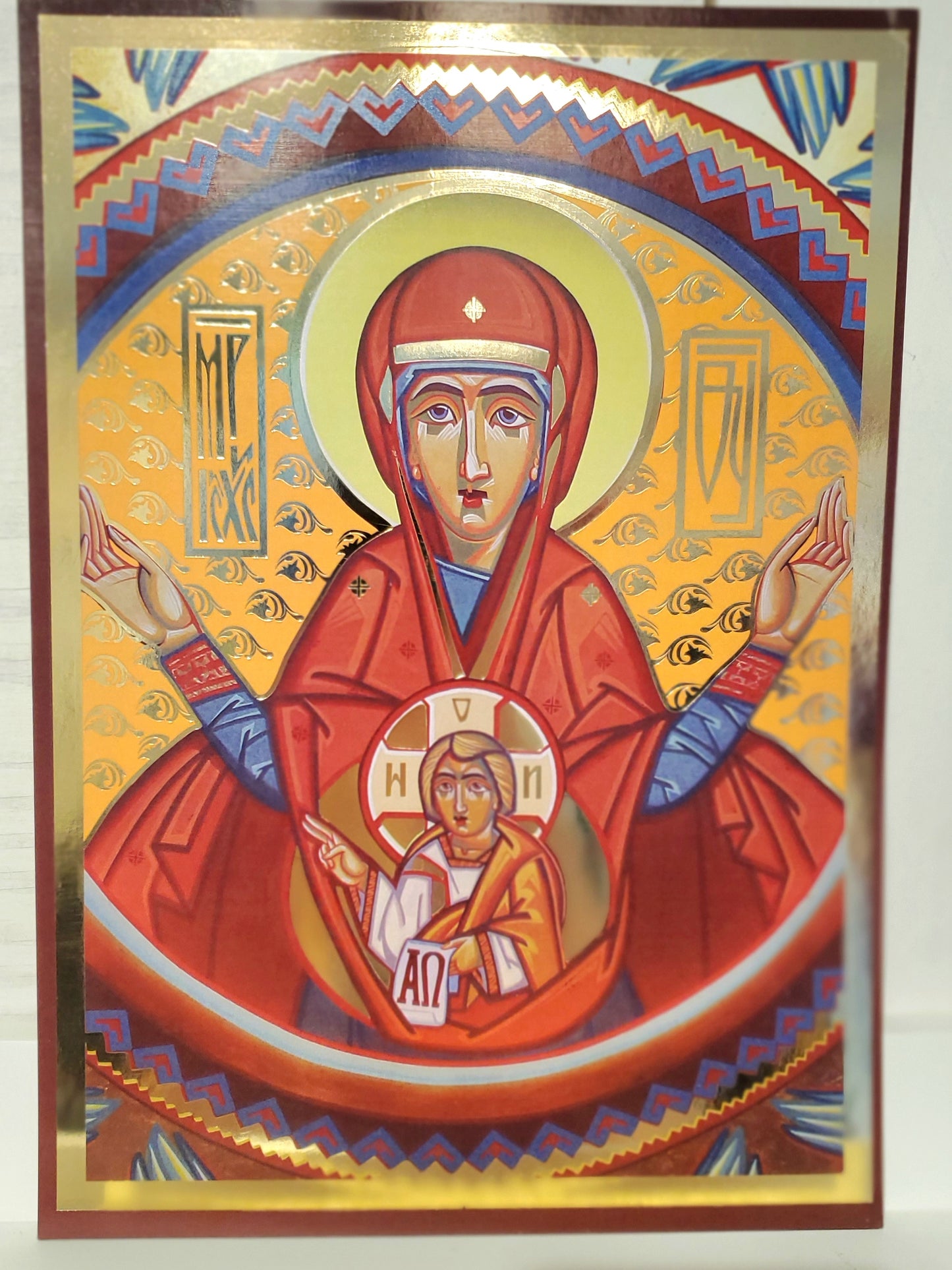 Christian Icon of St. Mariia paper in frame size 21x29.5 cm