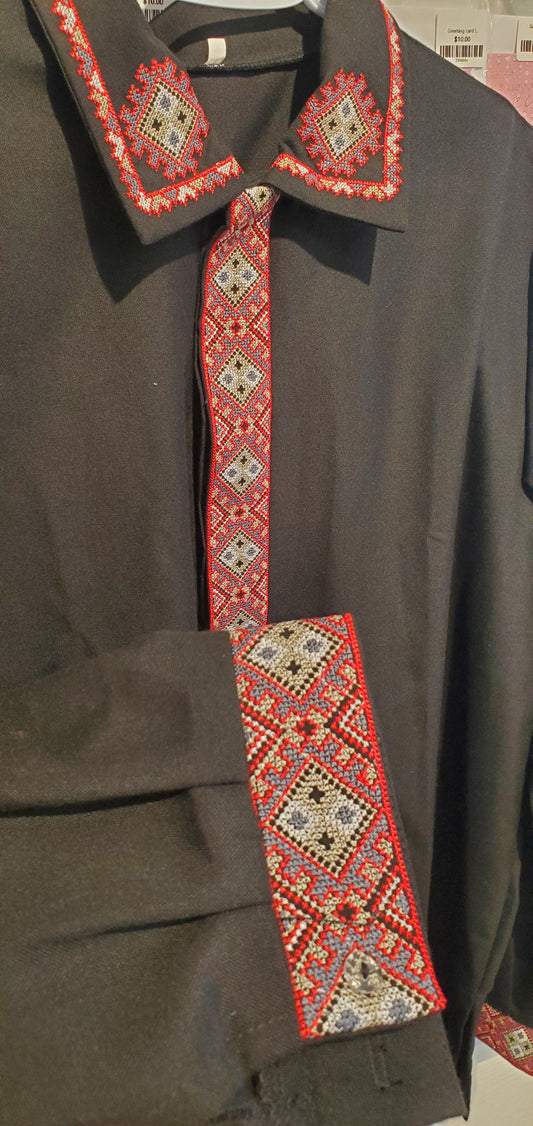 Embroidered men's shirt black/red