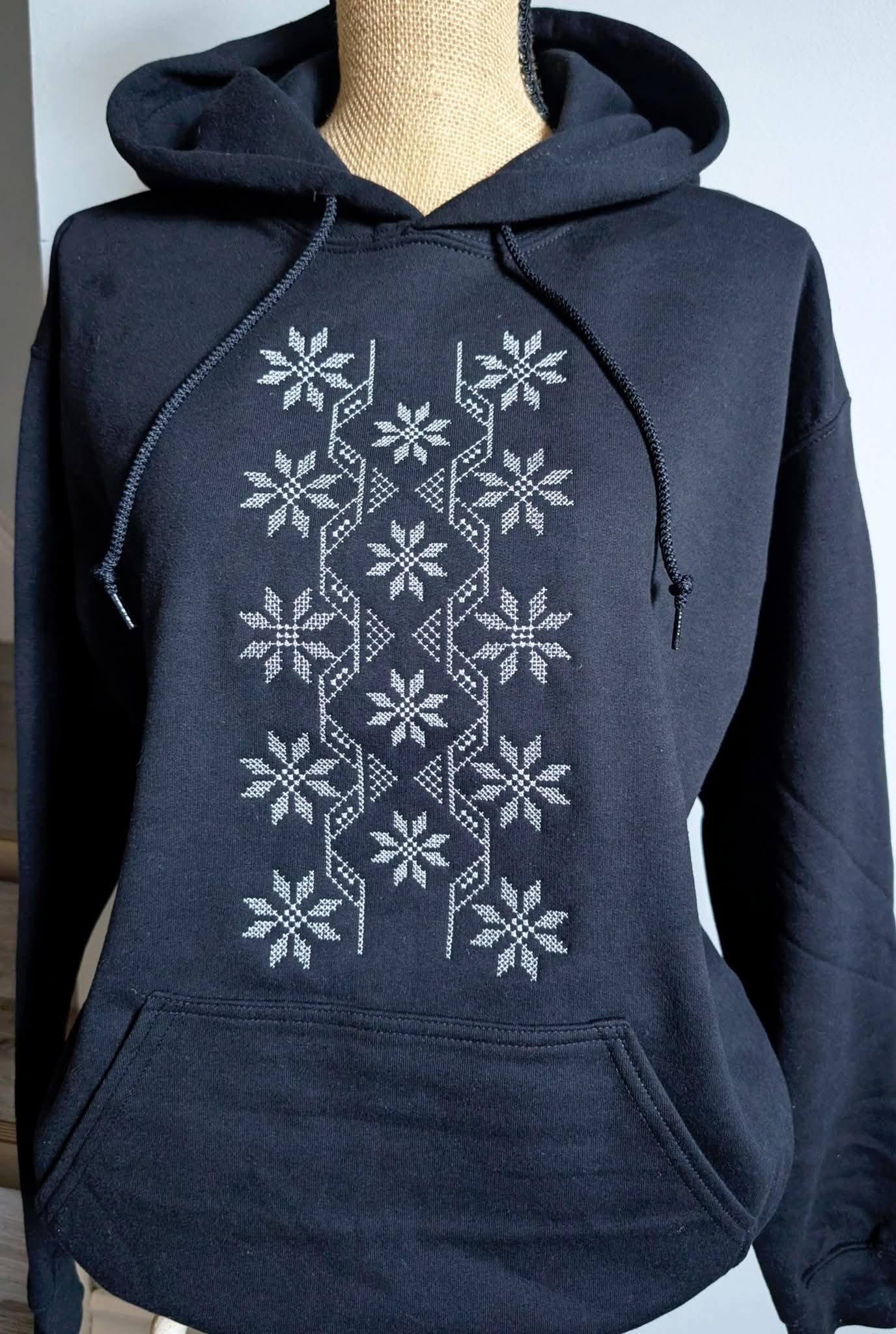 Hoodie with embroidery, black, size S, L