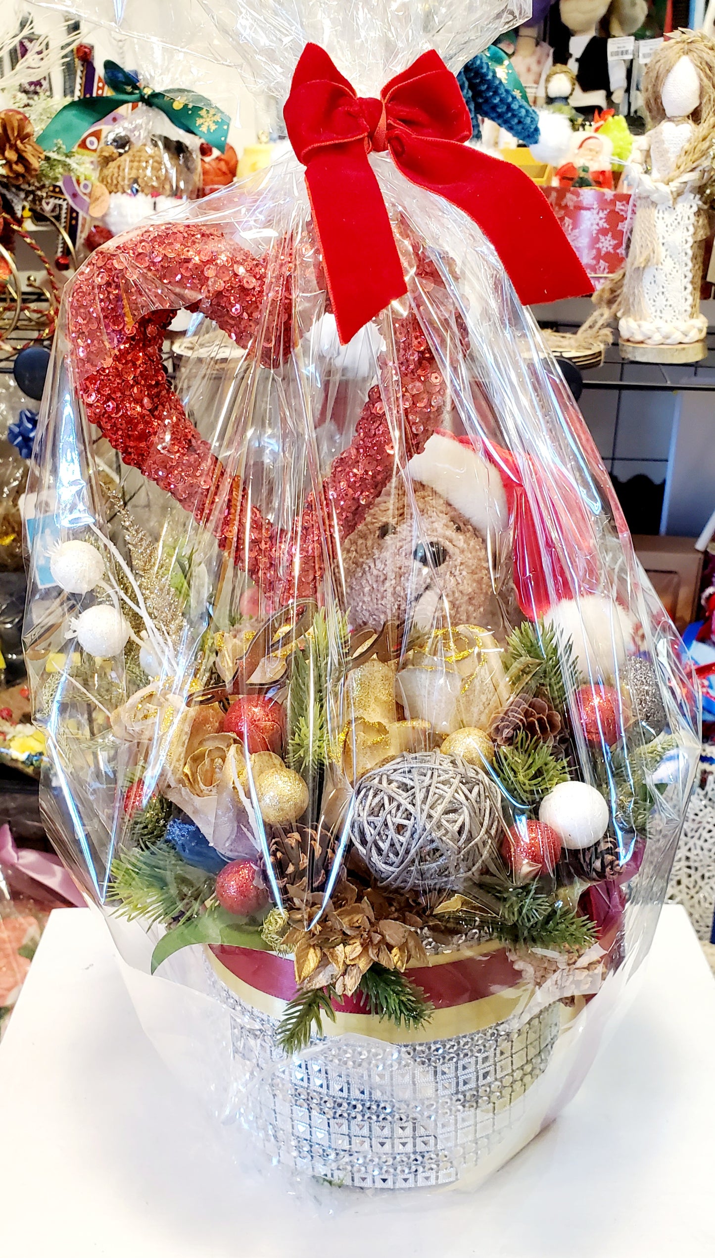 New Year's composition with a teddy bear