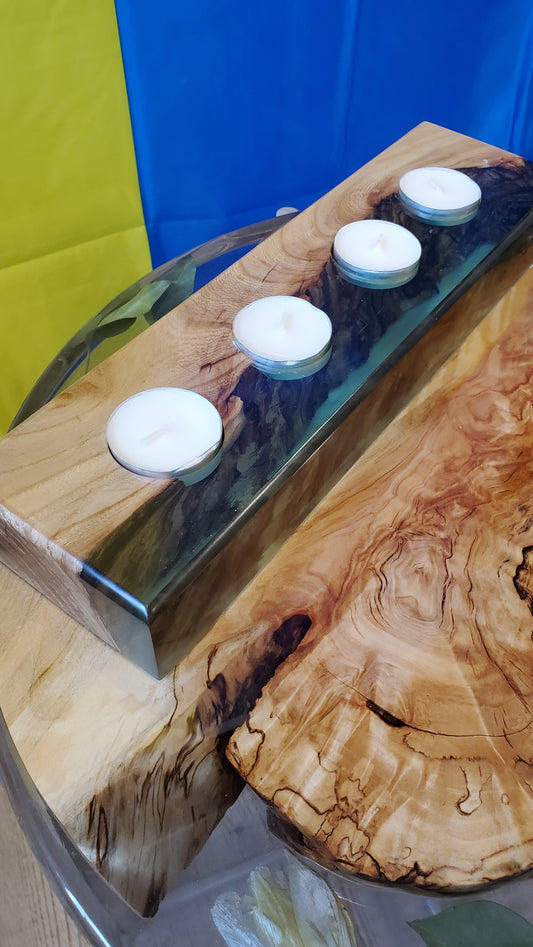 Candlestick wood/epoxy resin (4 candles)