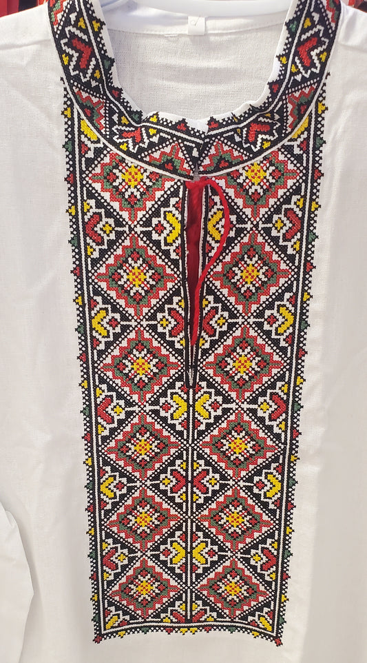 Embroidered men's shirt red/green/yellow