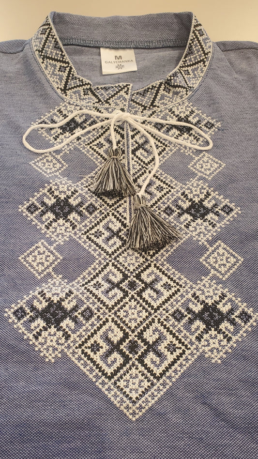 Embroidered men's T-shirt "Galychanka" blue (XL, 2XL)