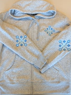 Women's Hoodie with embroidery and zipper, S/M (Grey, Black)
