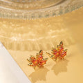 Earrings Maple Leaf with Zirconia