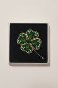 Brooch Clover green