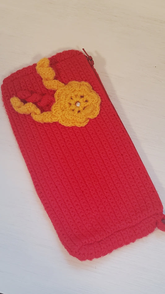 Knitted Red cosmetic bag
