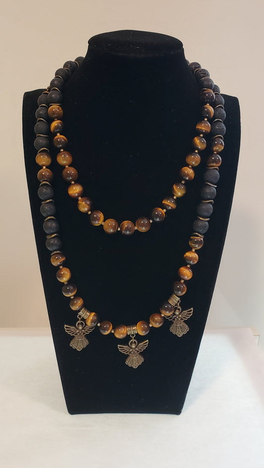 Necklace Vullcanic Lava & Tiger eye