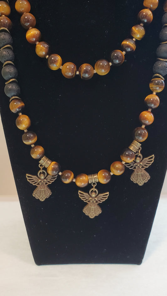 Necklace Vullcanic Lava & Tiger eye