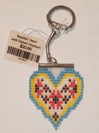 Beaded  Heart with Trident Keychain