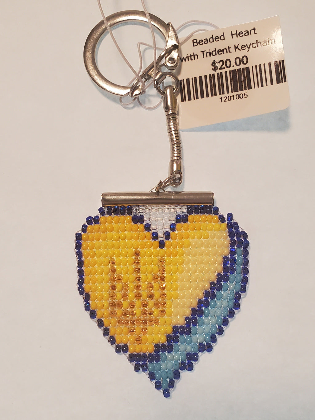 Beaded  Heart with Trident Keychain