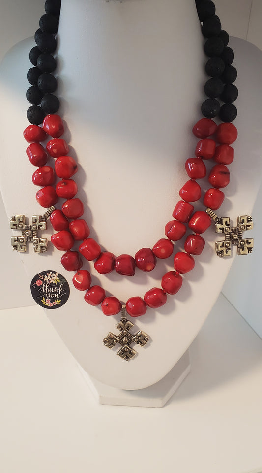 Coral two-strand necklace #1