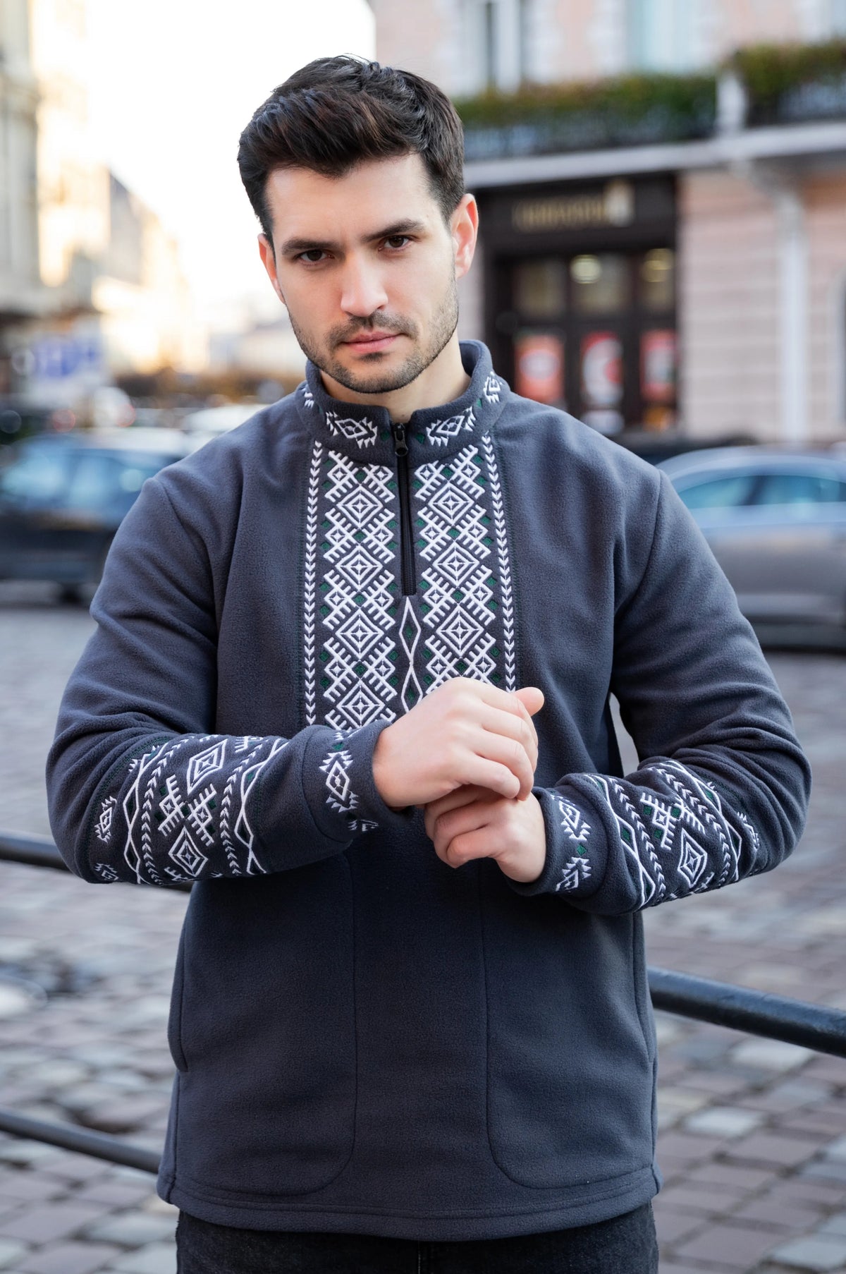Men's embroidered sweatshirt "Demian" (grafit)