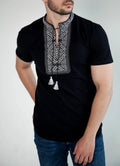 Men's embroidered T-shirt "Tradyzia" (navy blue with grey)