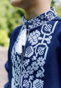 Kid's Embroidered Shirt "Vsevolod" (navy blue with white)