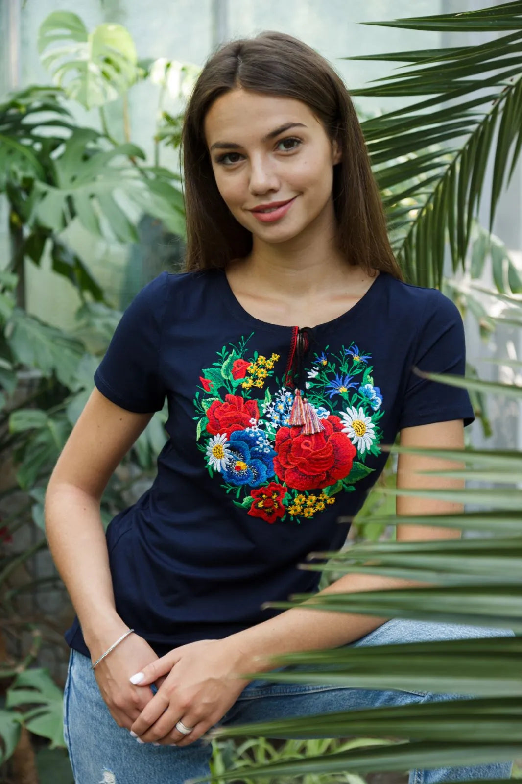 Embroidered women's T-shirt Marseille (blue t.)