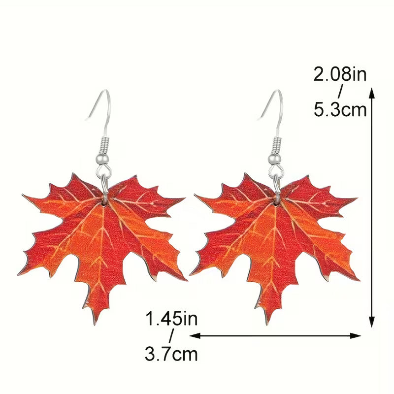 Earrings Retro Maple Leaf