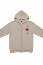 Hoodie with embroidery and zipper, M/L/XL (Grey, Black, Beige)
