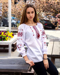 Women's embroidered shirt "Diva" (white with red)