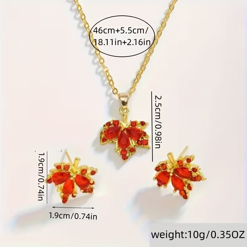 Set Earrings & Pendant on a chain Maple Leaf