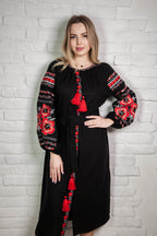 Embroidered dress Fire Petal (black)