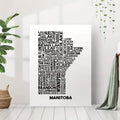 Manitoba City Map Canvas Wall Art Poster - 12X18 Inches