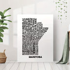 Manitoba City Map Canvas Wall Art Poster - 12X18 Inches