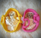 Knitted Set: Basket, teddy bear, blanket & pillow
