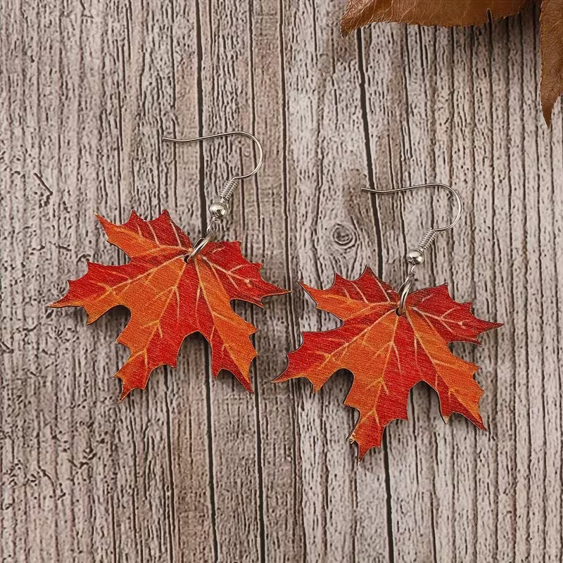 Earrings Retro Maple Leaf
