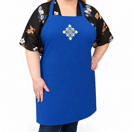 Apron with embroidery Black/Blue Mix