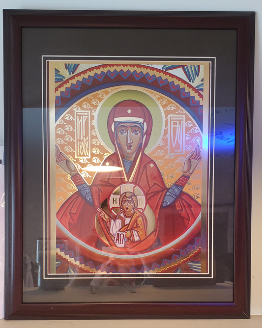 Christian Icon of St. Mariia paper in frame size 21x29.5 cm