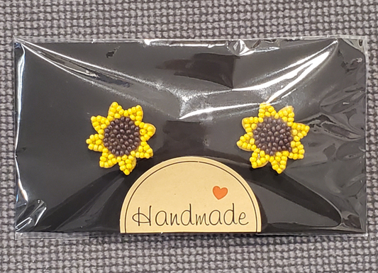 Earings beaded "Sunflower"