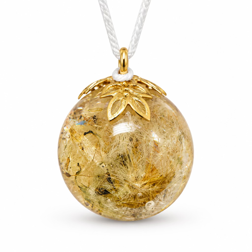 Pendant with natural flowers