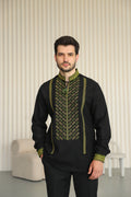Men's embroidered shirt "Anisiy" L (black and grey)