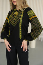 Women's embroidered  blouse Anisiya (black)