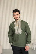 Men's embroidered shirt "Tsvitan" M, XL, XXL, (khaki)