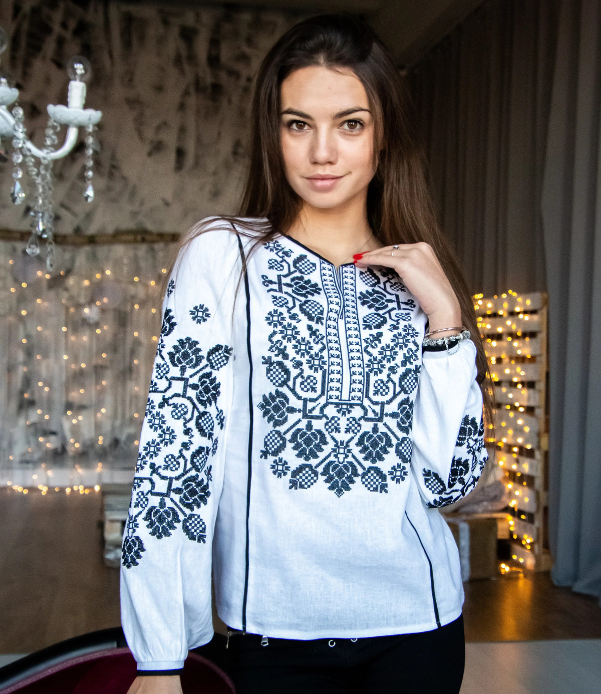 Women's embroidered blouse "Vladana" (white)