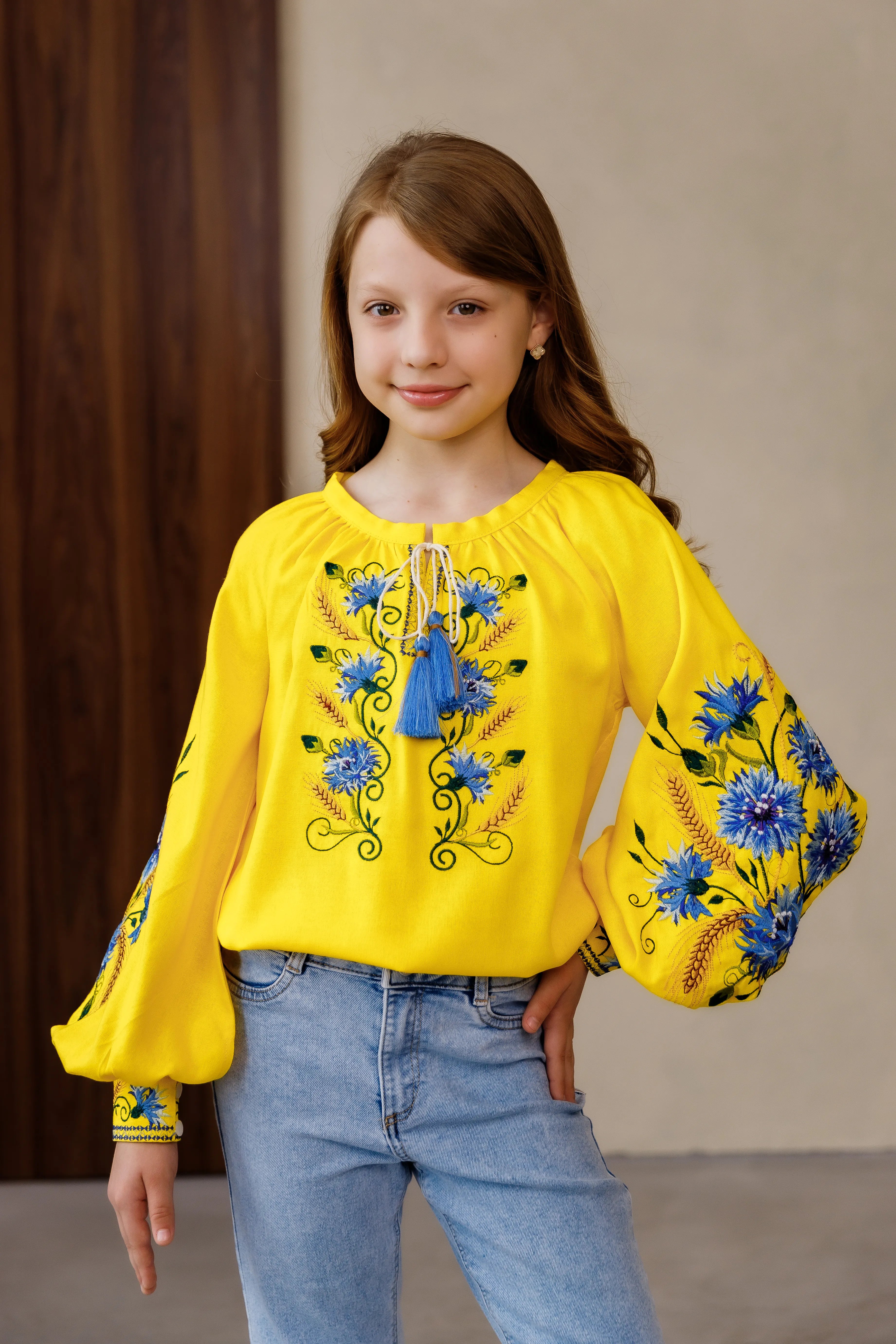 Embroidered blouse for girl Vasilynka (yellow)