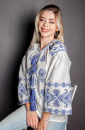 Women's embroidered blouse "Karina" (white/blue)