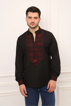 Men's Embroidered Shirt "Yaromyr" (black)