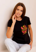 Embroidered women's T-shirt "Glorious Ukraine" (black)