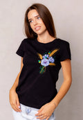 Women's Embroidered T-Shirt "Bouquet" (black)