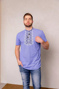 Men's embroidered T-shirt "Starfall" (jeans with black and white)