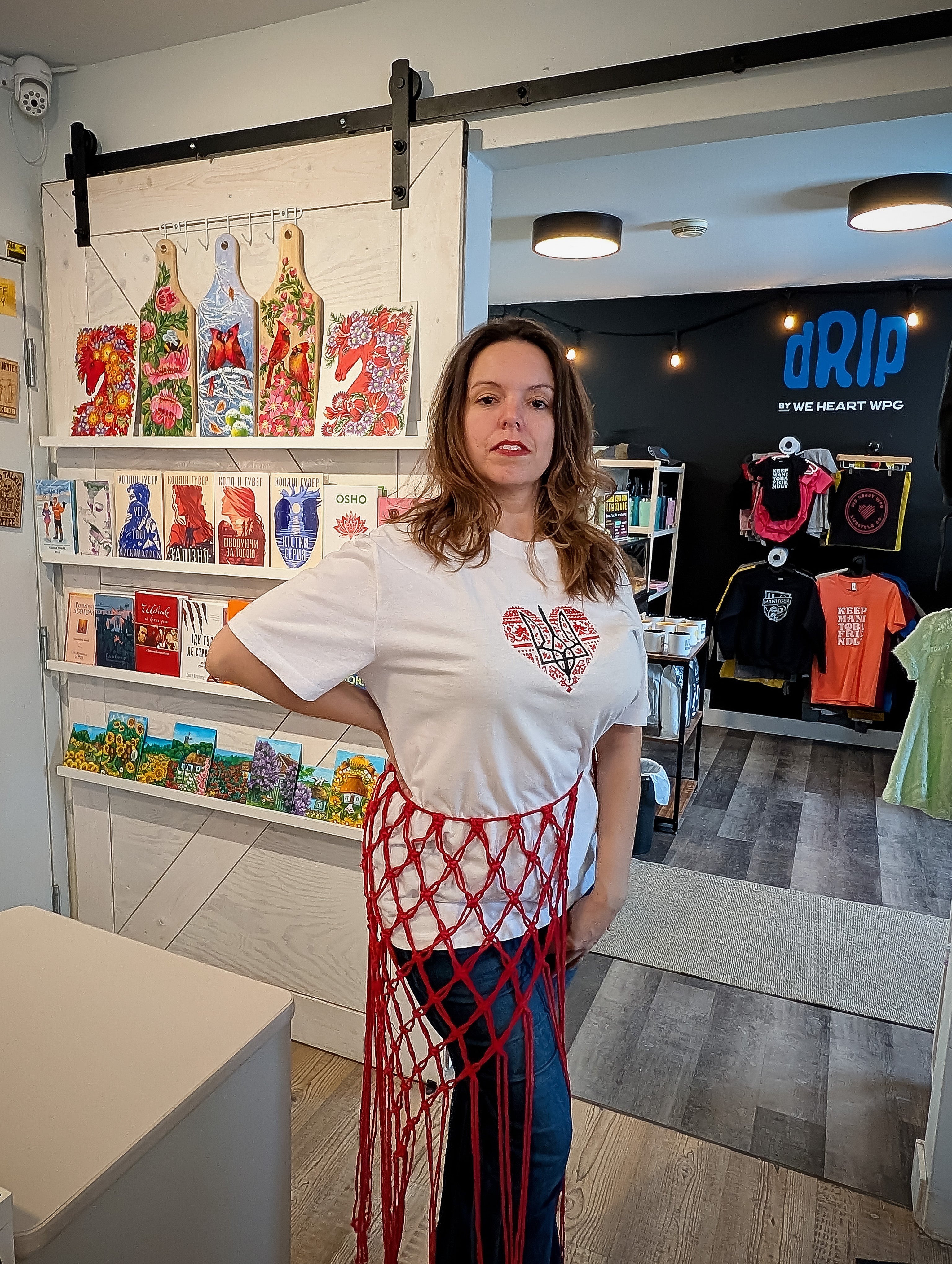 Macrame boho rope skirt red