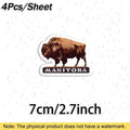 Set 4pcs Stickers Manitoba Canada Vintage 1940S Bison & Maple Leaf (vinyl)