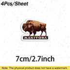 Set 4pcs Stickers Manitoba Canada Vintage 1940S Bison & Maple Leaf (vinyl)