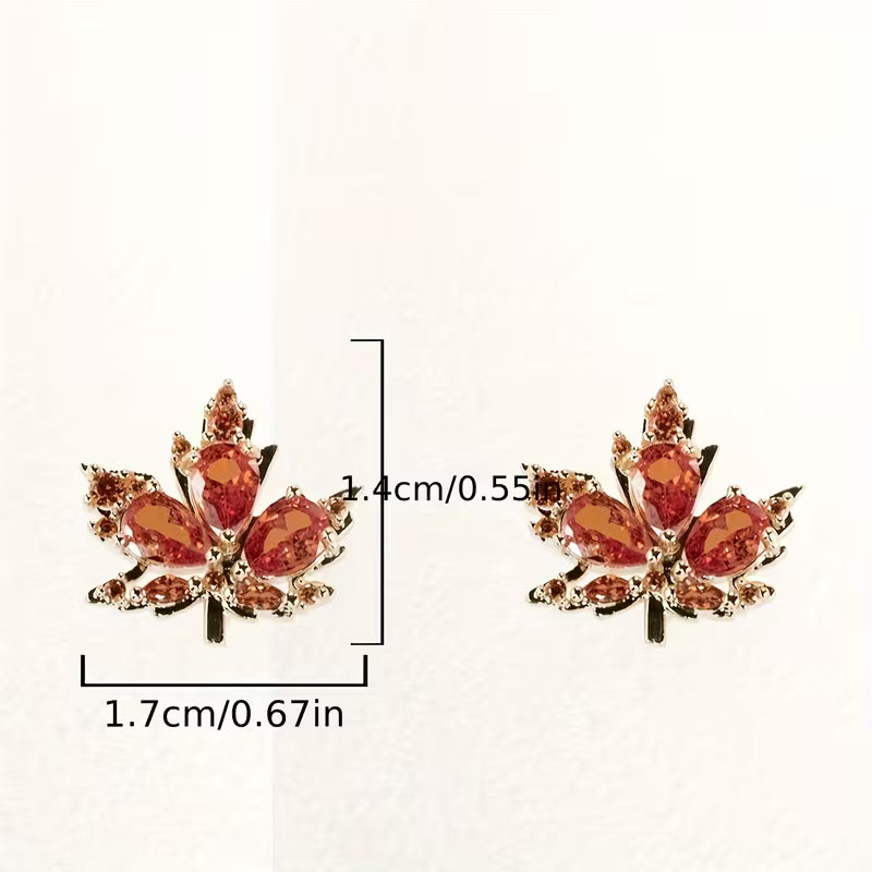 Earrings Maple Leaf with Zirconia
